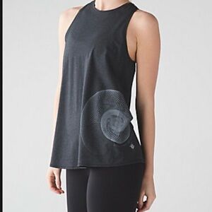 lululemon Nook Tank Heathered Black Open-back All Tied Up Wanderlust Collection